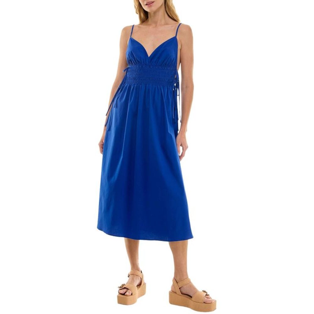 Beauty & Grace Juniors V-Neck Sleeveless Midi Dress Large Dark Blue - NWT $89